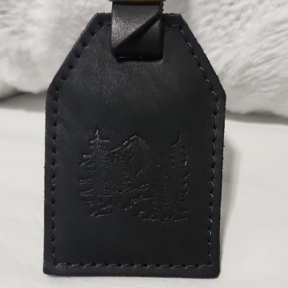 PLG Black Leather Luggage Tag